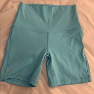 Light blue lululemon biker shorts, size 4, 6 inch